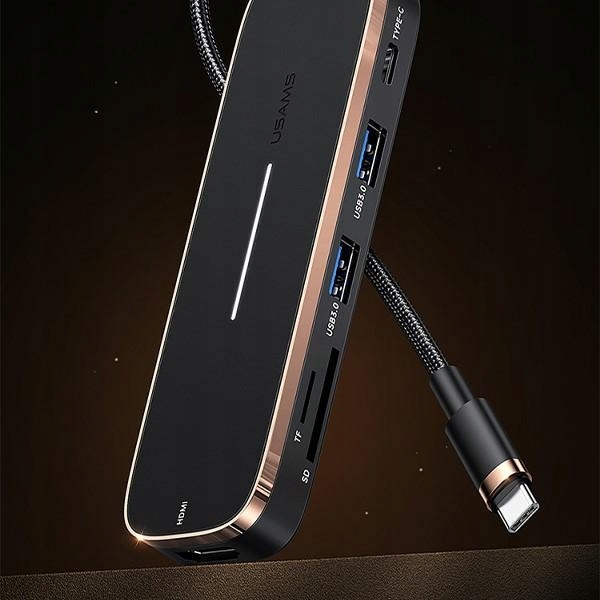 Adapter Hub Usams 3xUSB, Usb-c, Hdmi Czarny SJ578HUB01