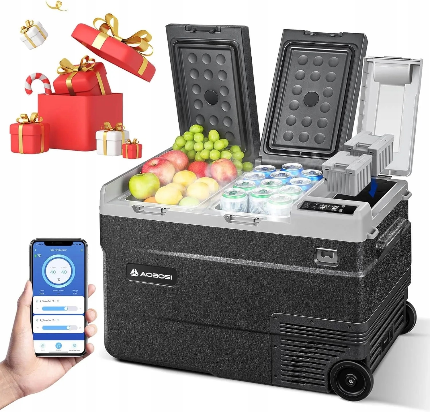 Turistická autochladnička 43L 12-24V 230V Dvouzónová -20C Mraznička