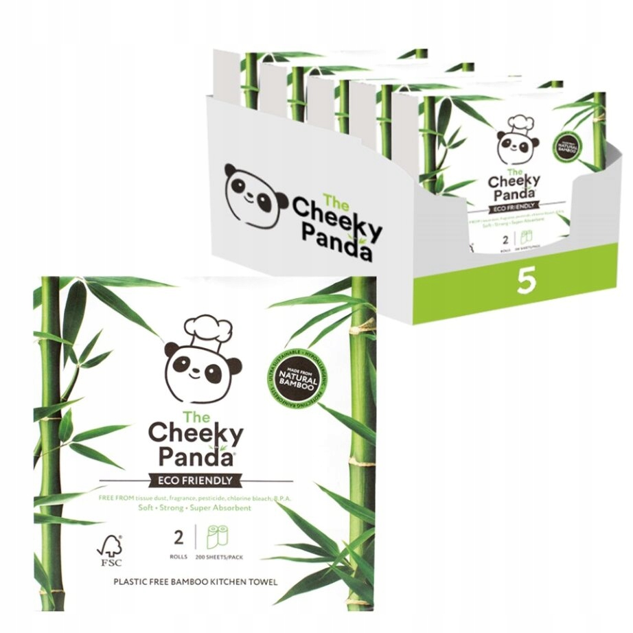 Cheeky Panda, Papírové ručníky Karton 10 rolí, 1 000 listů