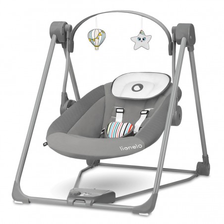 Lionello Otto Leżaczek Bujaczek Huśtawka + zabawki szary