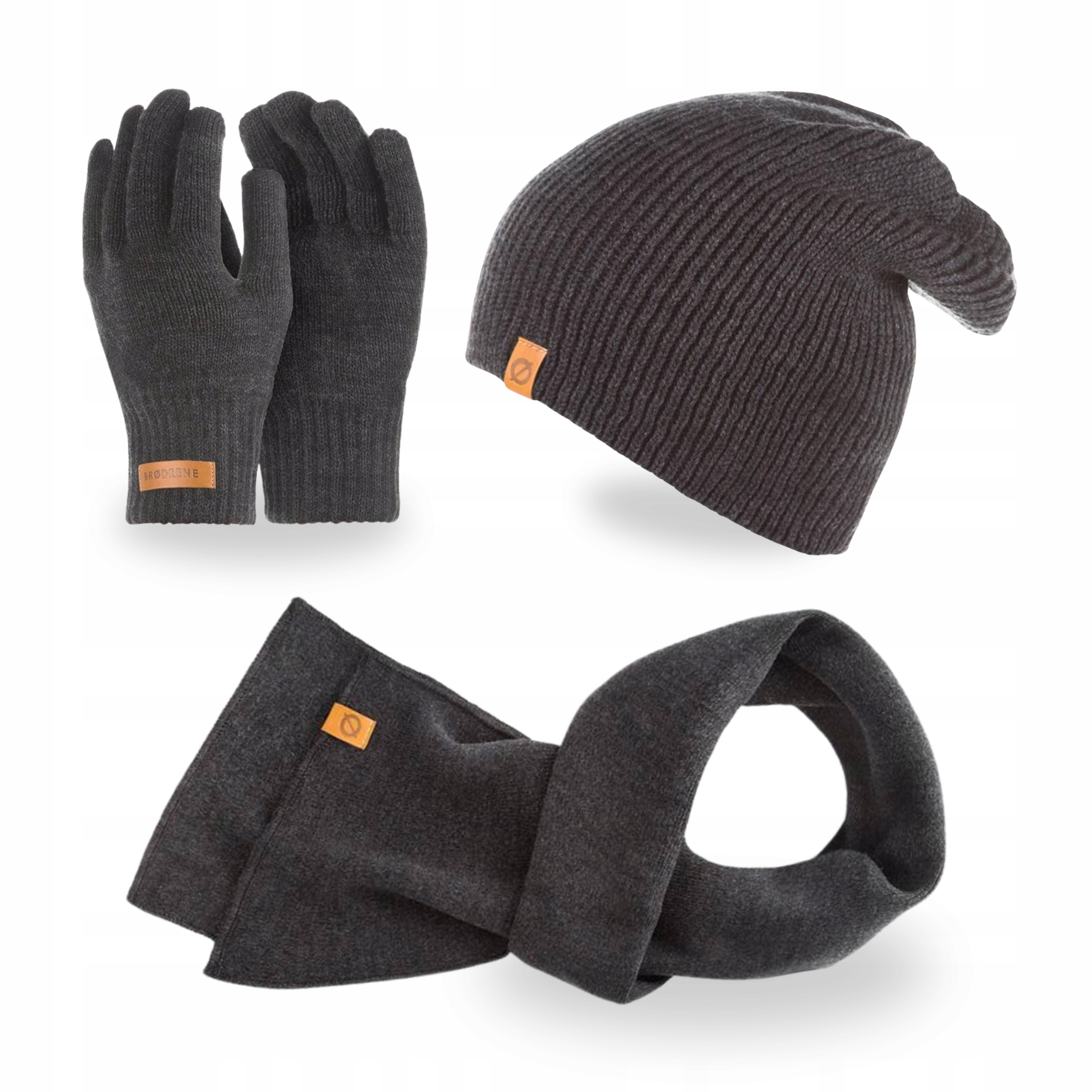 Pánská sada Čepice Šmoulinka Šála Klasika Rukavice Brodrene Tmavě šedá