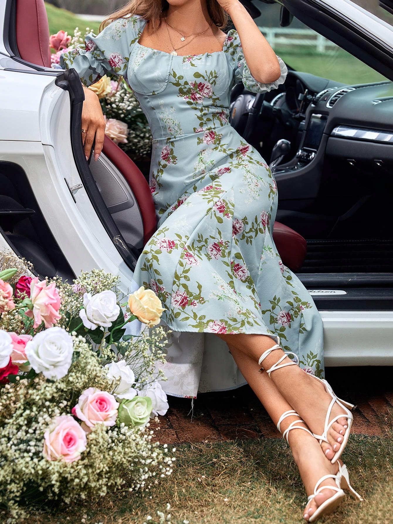 NO659 SUKIENKA KWIATY BUFKI SHEIN M