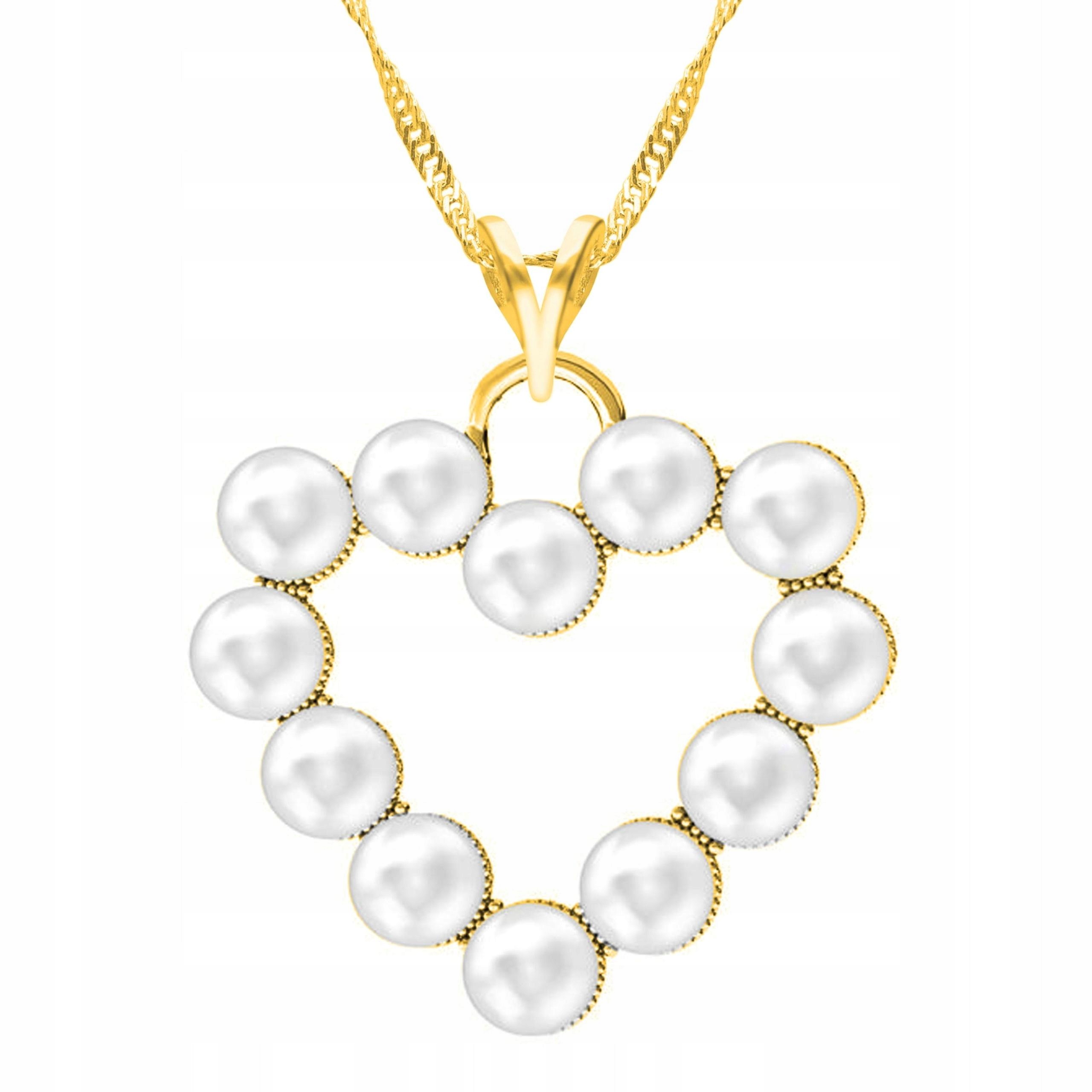 Zlatý náhrdelník se srdcem Perla Srdce Srdíčko Perla Stříbro 925