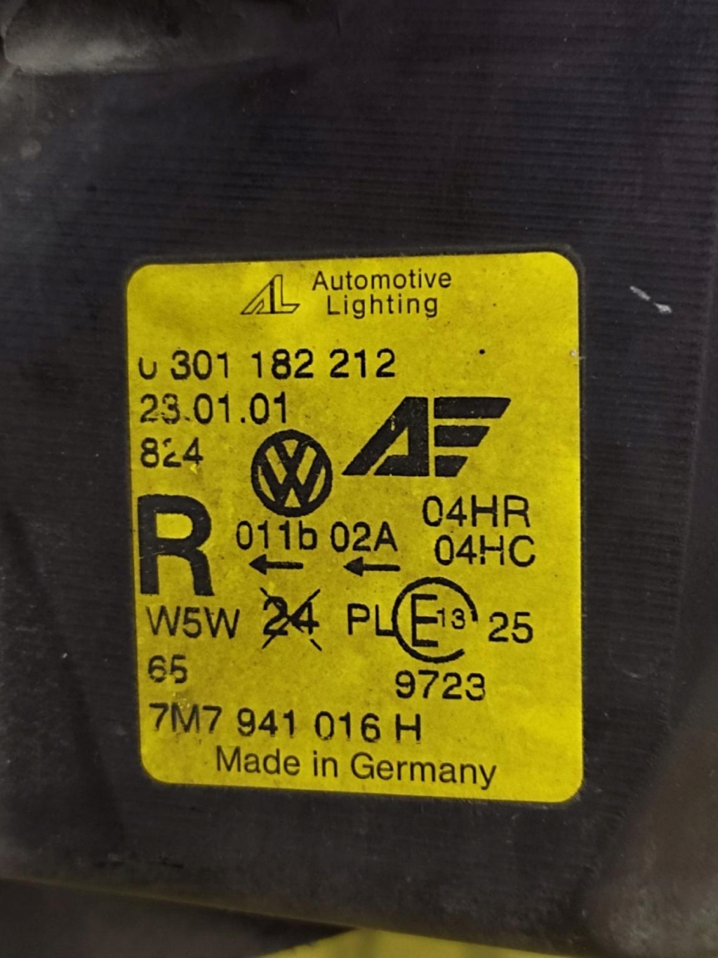 VW SHARAN and LIFT REFLEKTOR light right front 0301182212