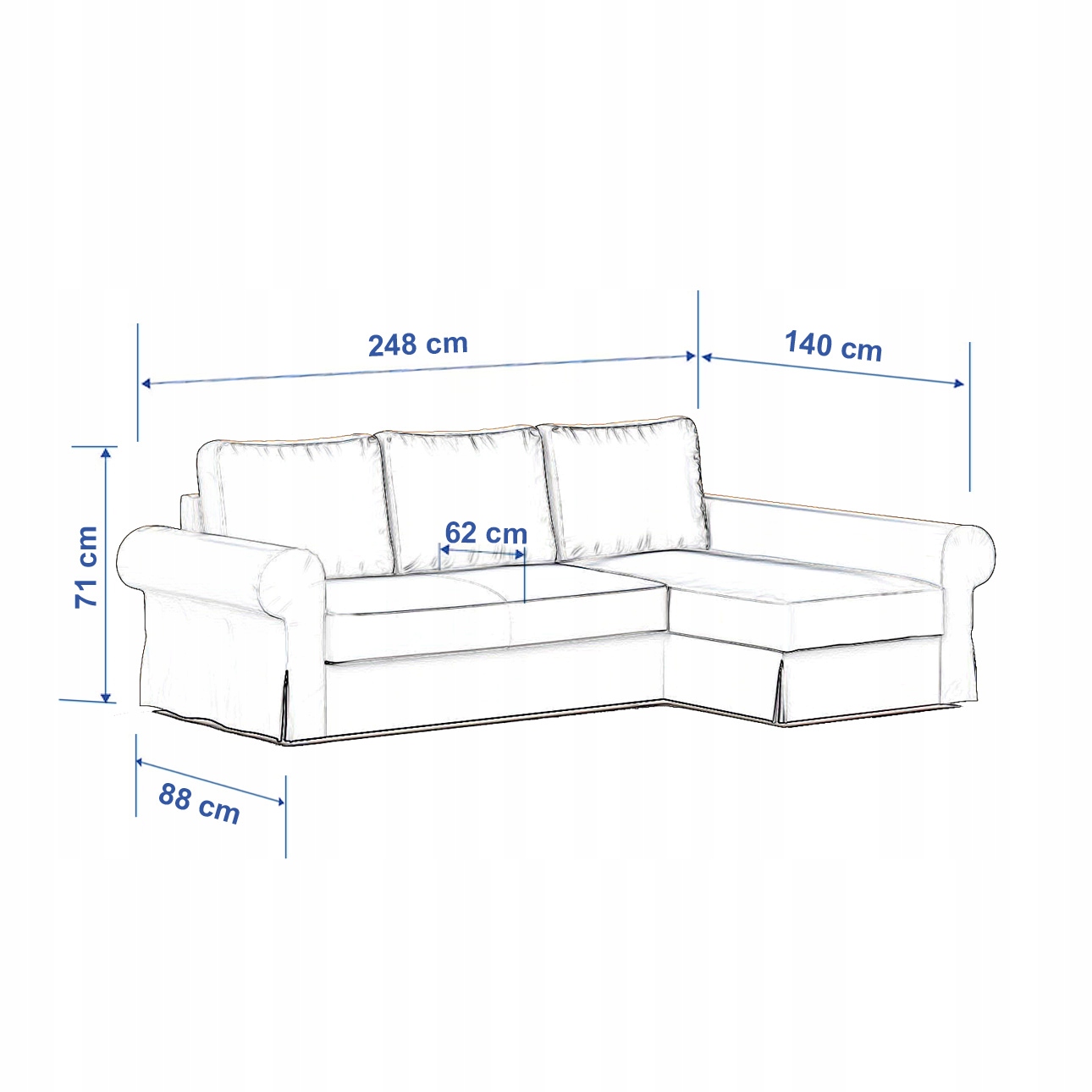 Potah na rozkládací pohovku Backabro s lehátkem Ikea žluto-modrý