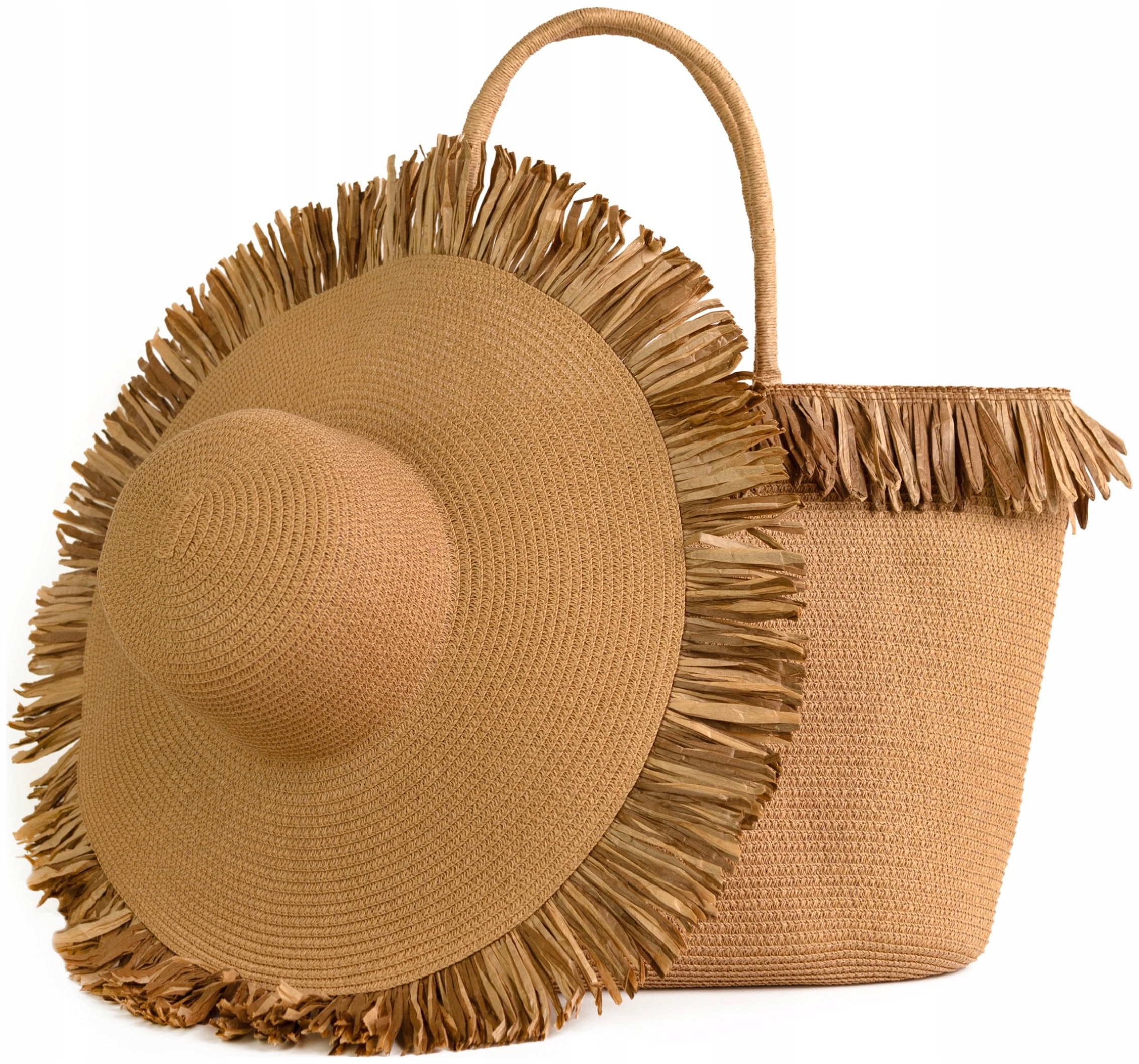 Plážový komplet Zora dámský klobouk a kabelka na léto Tmavě béžová