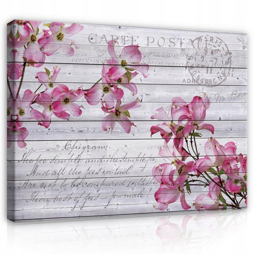 Obraz 80x60 Růžové květy dřín kvetení jaro vintage jemnost