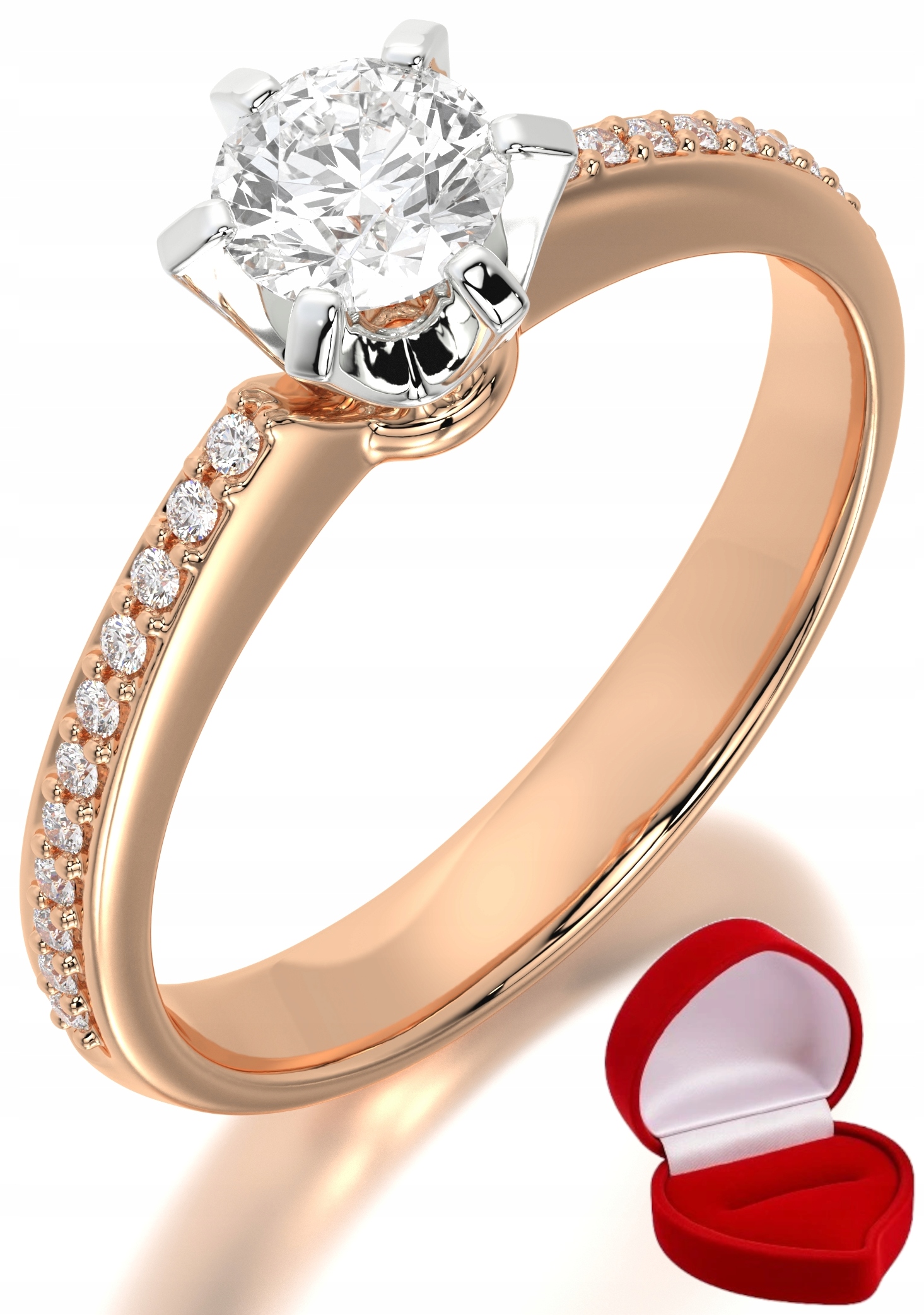 Zlatý Prstýnek 585 14k Brylant 0,30 ct Růžové Zlato R27