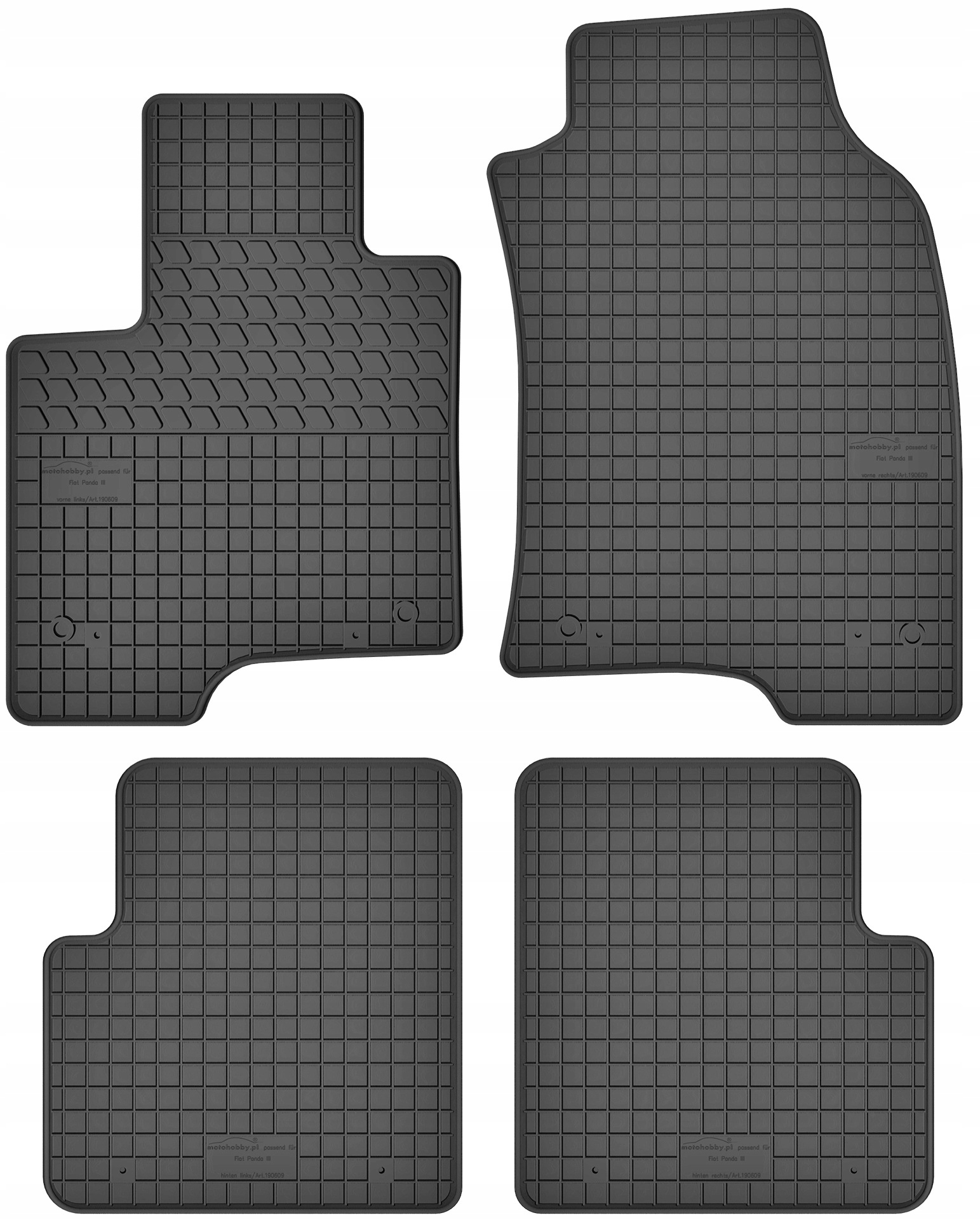 Dywaniki gumowe MotoHobby do Fiat Panda III od 2012 komplet 4 szt. czarne