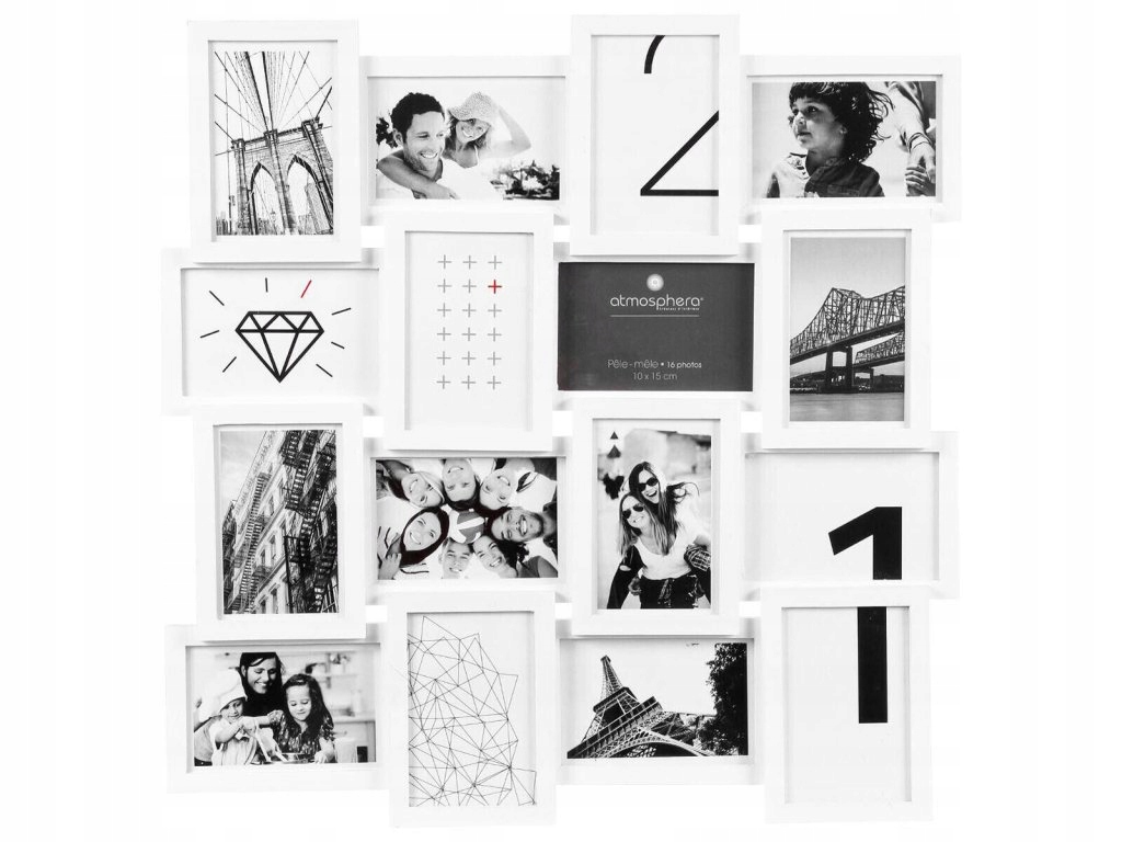 Fotorámeček na fotky, na 16 fotek, bílý, Atmosphera