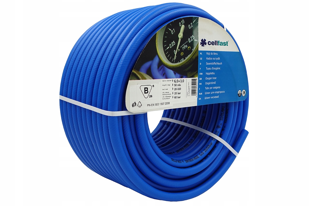 Wąż spawalniczy do TLENU I ACETYLENU węże niebieski czerwony 2x50m polski EAN (GTIN) 5902288216713