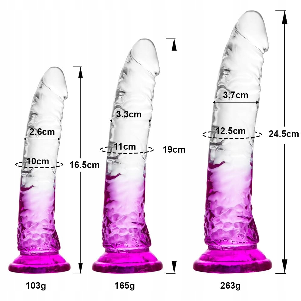 GRADIENT Przezroczysty Fioletowy Dildo Przyssawkowe 3 Rozmiary — miniatura 4
