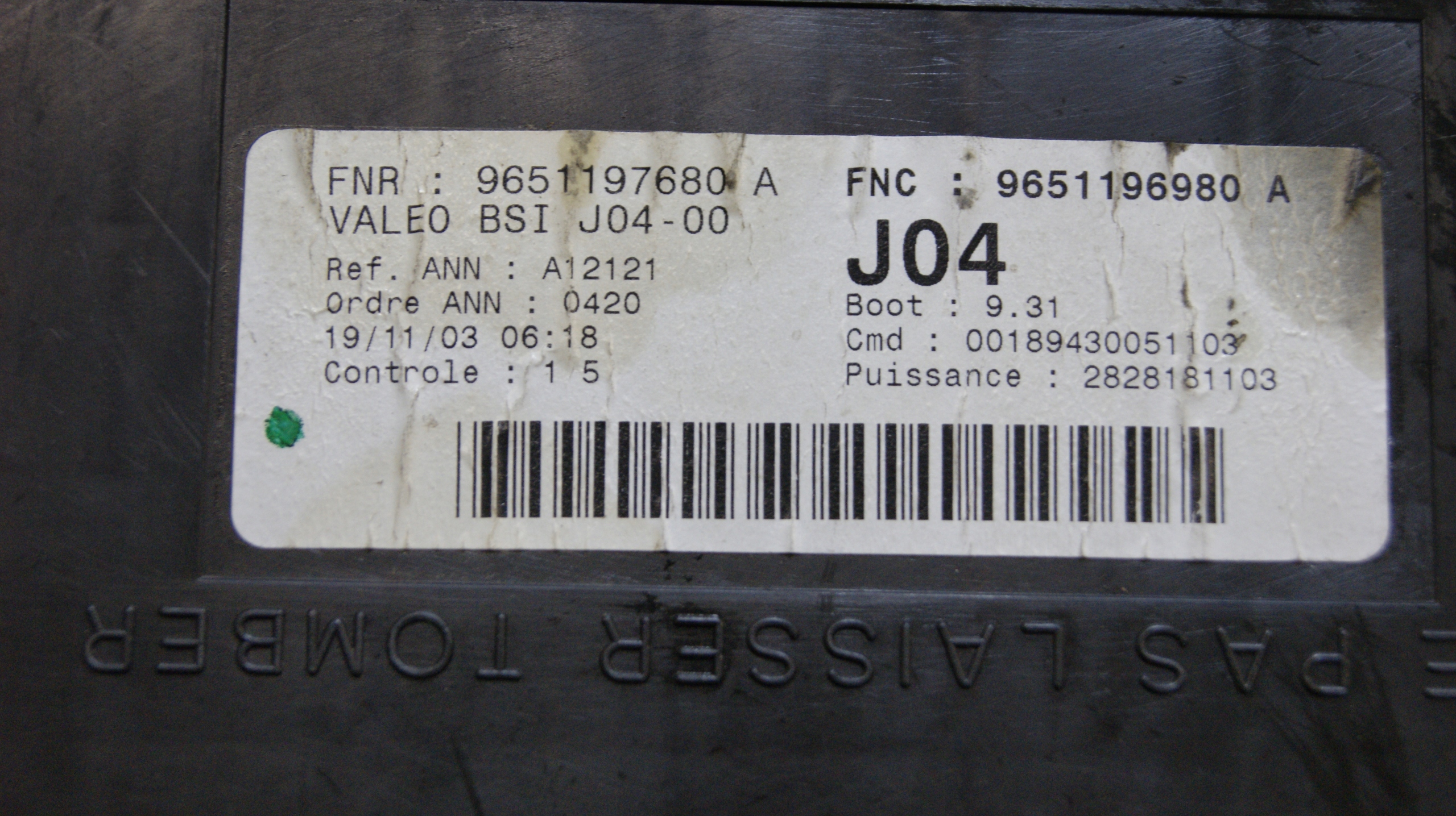 Boîte Module BSI PEUGEOT 307 9651197680A