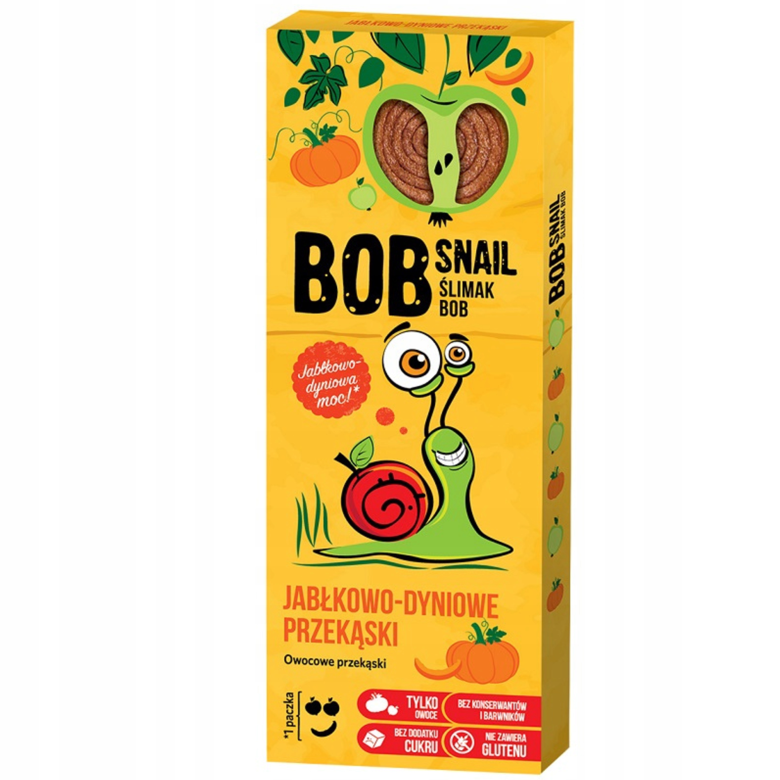 BOB SNAIL 24x 30g Zdrowa Przekąska ślimak Jabłko Dynia bezglutenowe słodycz EAN (GTIN) 4820162520255