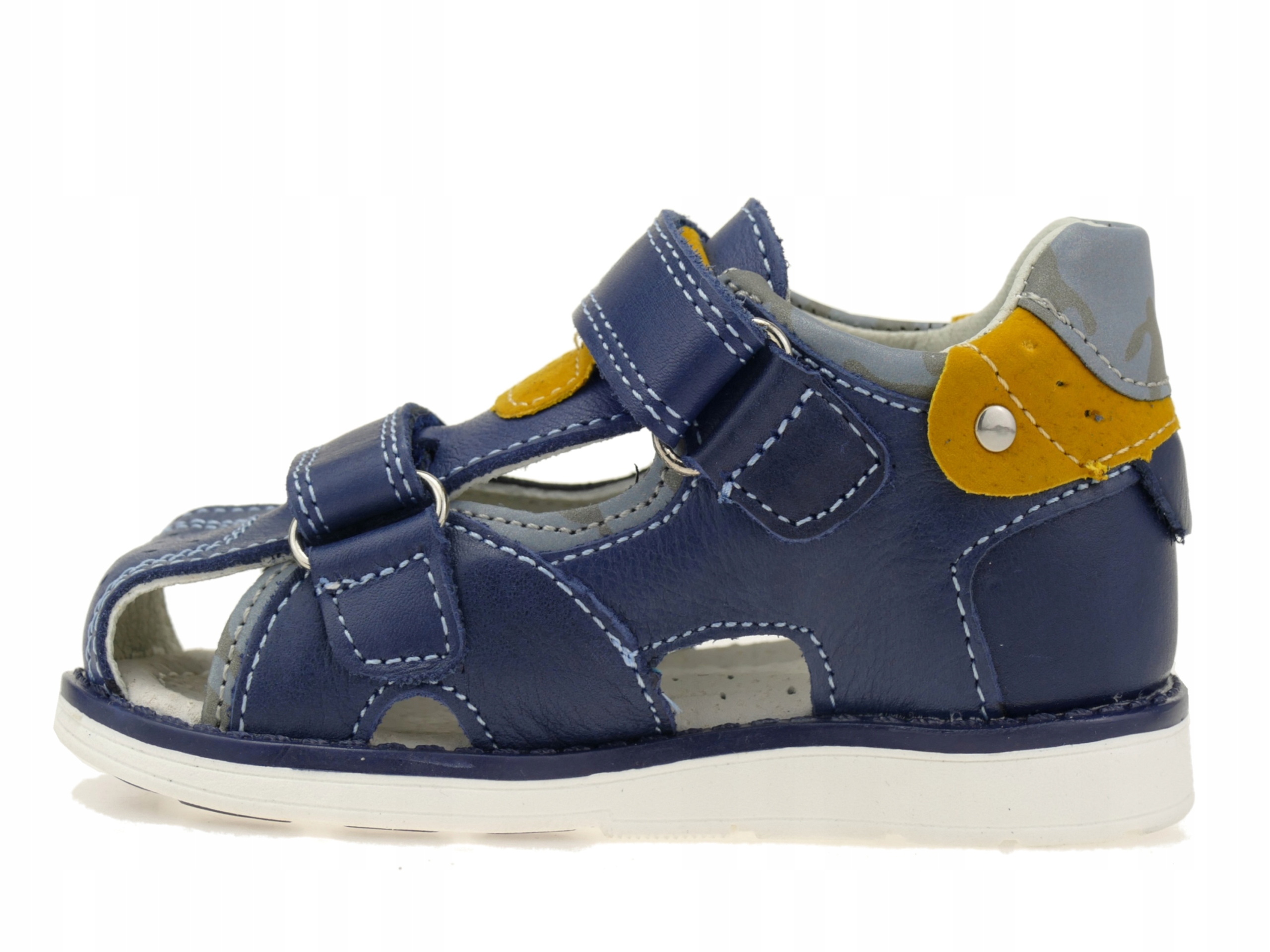 SKÓRZANE SANDAŁY CHŁOPIĘCE BUTY DZIECIĘCE KRYTE SANDAŁKI NA RZEPY R. 25 Kolor wielokolorowy