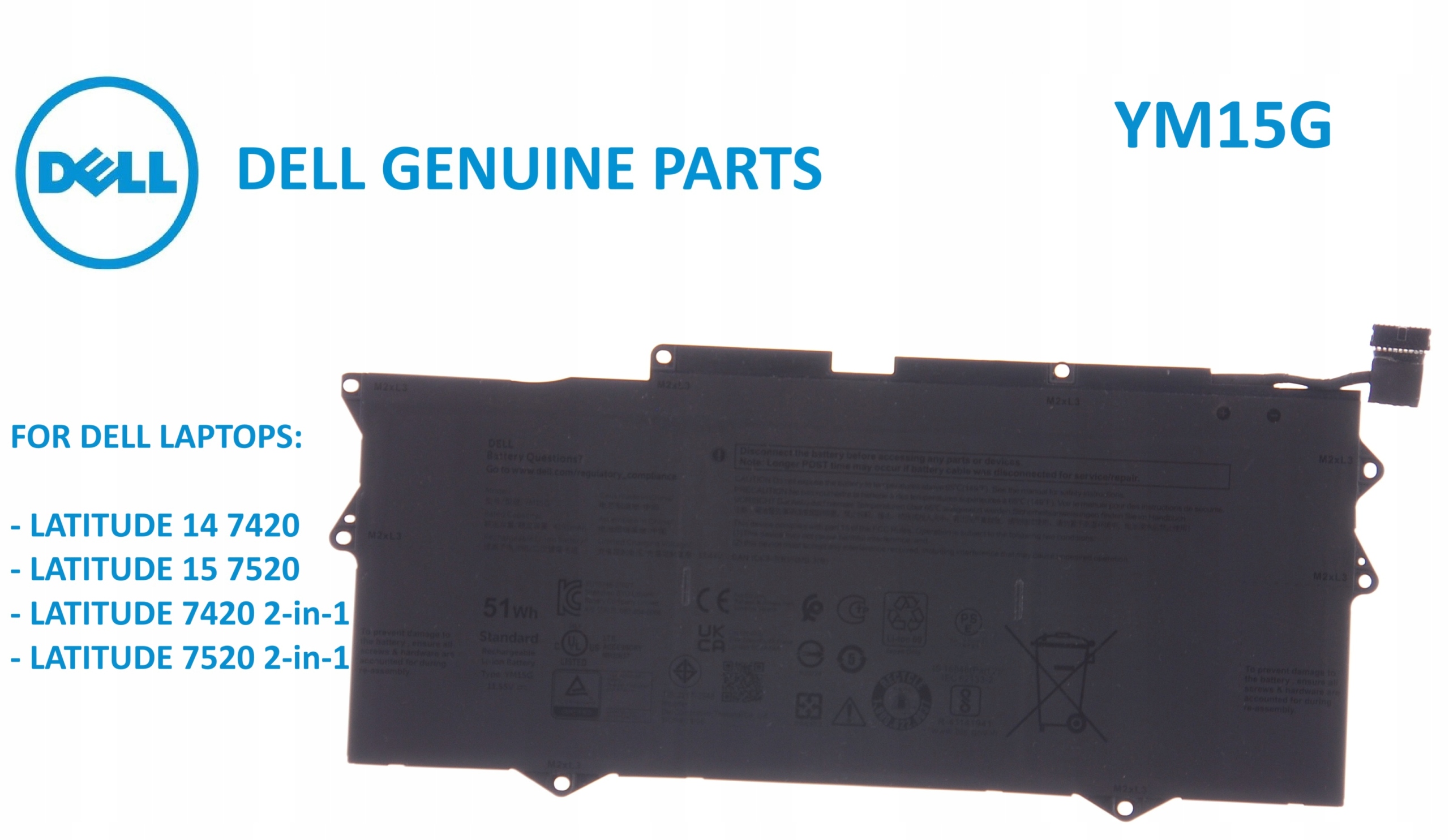 Batéria Dell YM15G 51Wh 4191mAh Latitude 7420, 7420 2v1, 7520, 7520 2v1