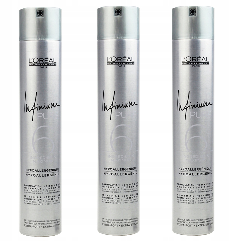 Loreal Infinium Pure 6 Extra Strong silný lak 3x 500 ml bez zápachu