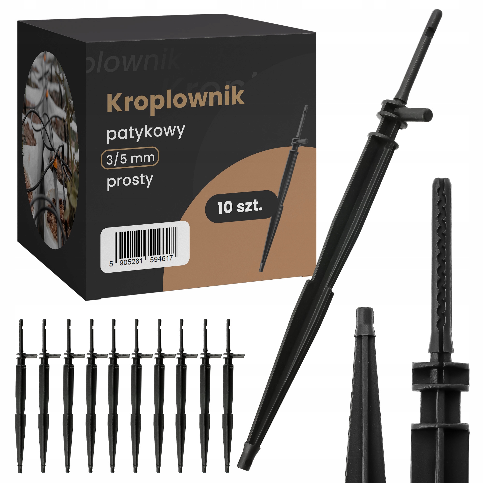 

10x Kroplownik Emiter Prosty Patykowy Nawadnianie