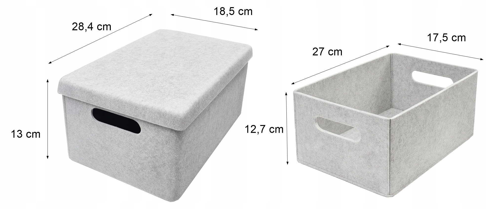Pojemnik filcowy z pokrywą do szafy jasnoszary 28,4x18,5x13 cm