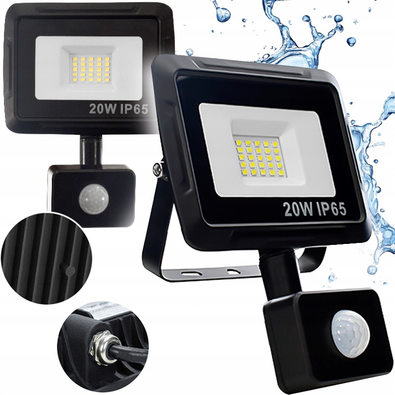 2X Halogenový Reflektorová Led Lampa S Detektorem Pohybu Soumraku 20W