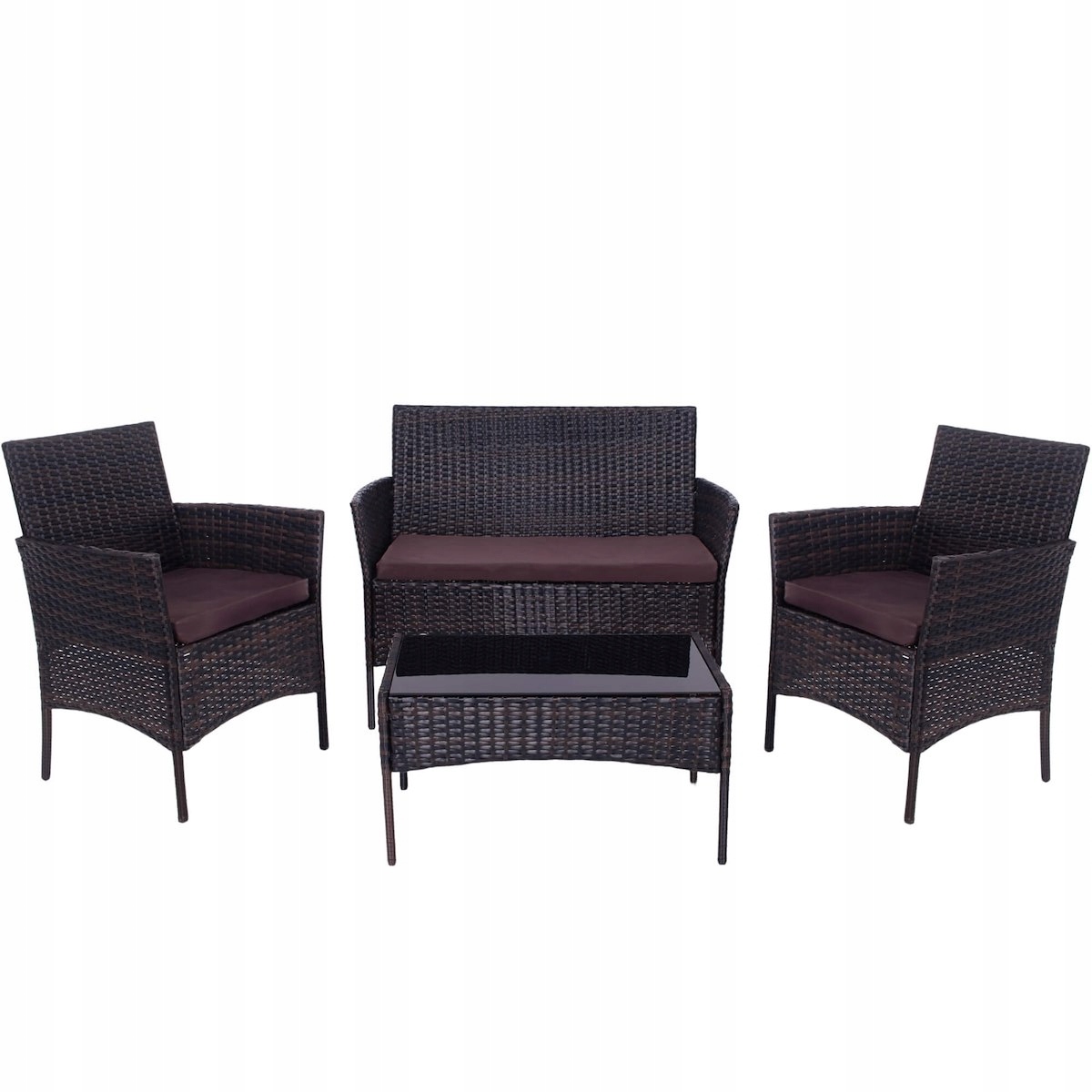 MEBLE OGRODOWE ZESTAW SOFA STOLIK FOTELE RATTANOWE KOMPLET MEBLI NA 5 OSÓB Linia KOMPLETY OGRODOWE