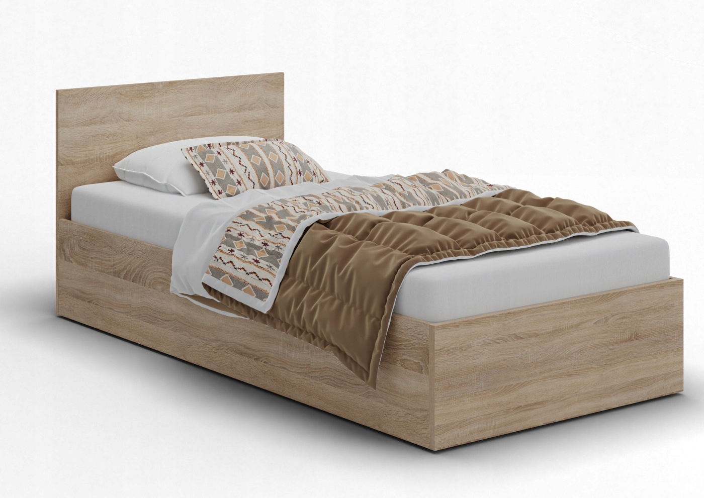 Łóżko 90x200 pojedyncze Z MATERACEM dąb sonoma