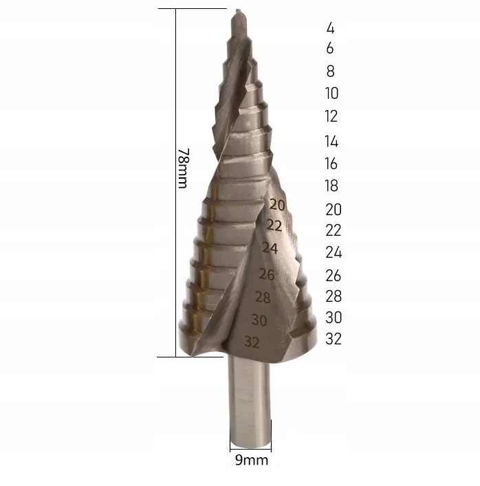 Wiertło stożkowe kobaltowe 4-32 wiertła stopniowe