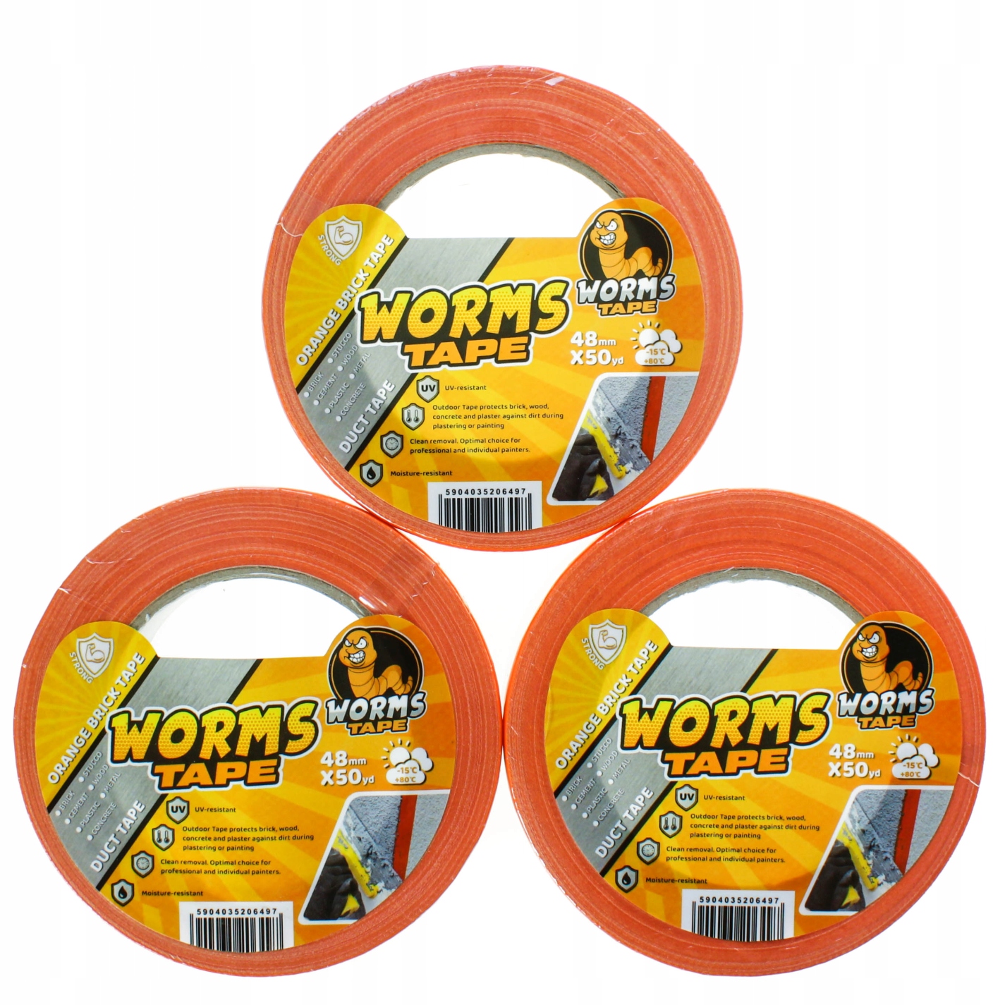 

Zestaw 3x Worms Tape Taśma Tynkarska 48mm 50yd