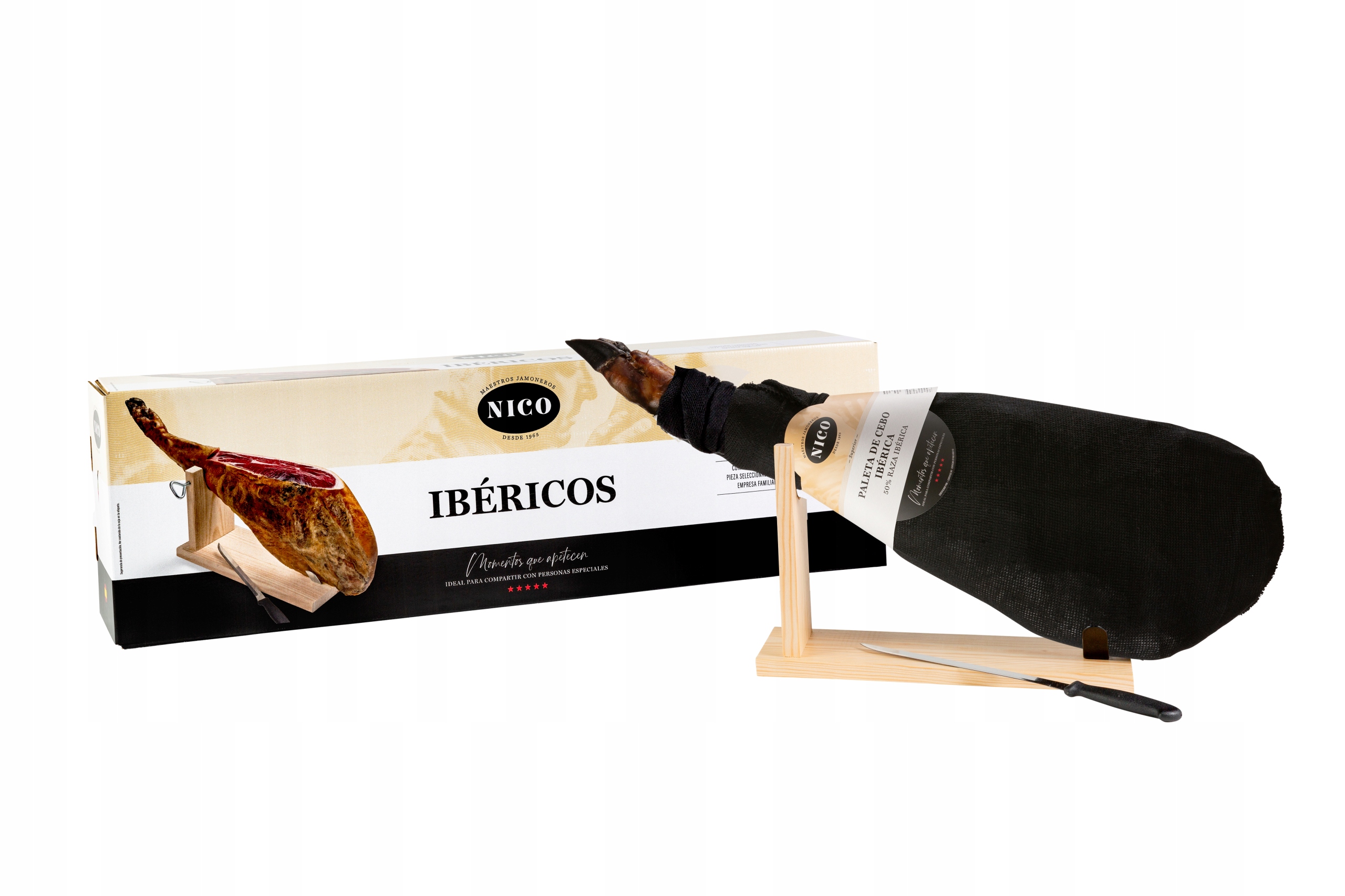 Levně Sada Jamon Paleta De Cebo Ibérico Zrající šunka Se Stojanem