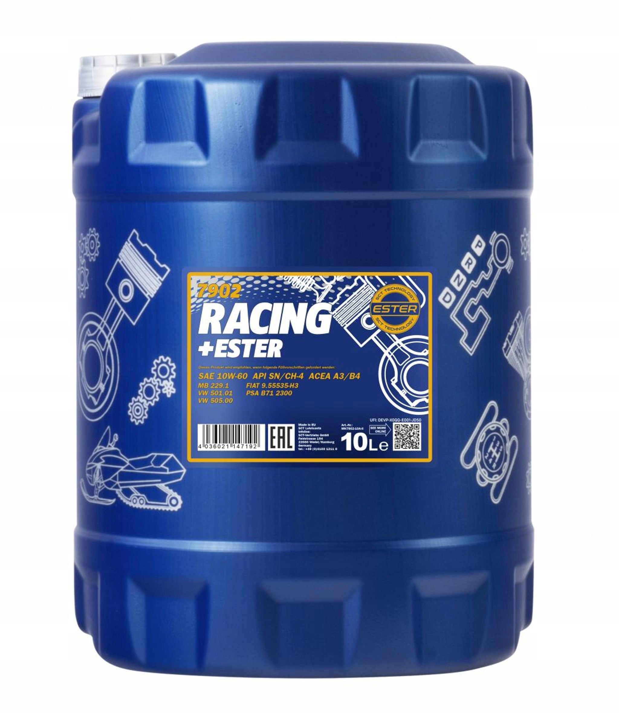 Olej Silnikowy Mannol Racing+Ester 10w60 10L 7902, A3/B4, Vw 501.01/505.00