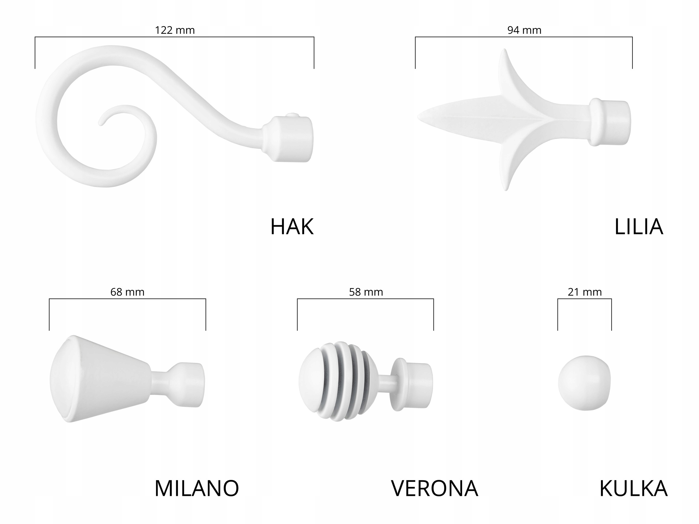 KARNISZ POJEDYNCZY BIAŁY 200 cm / Ø 16 mm STUDIO LOFT MATOWY BOJANEK Materiał wykonania metal