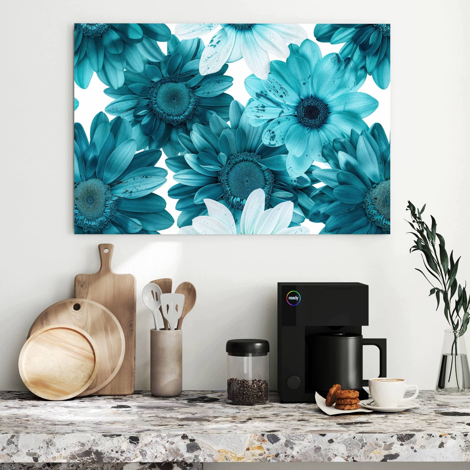 Magnetická tabule Niebieské Nádhera květin 90 × 60 cm