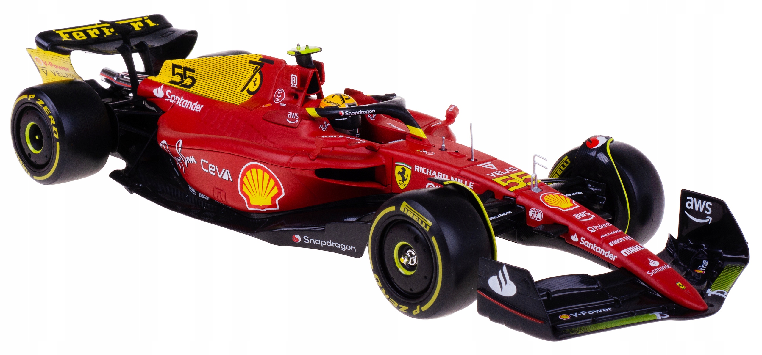 Ferrari F1-75 Monza Bolid F1 Model Kovový Bburago 1:24 #55 C.sainz Box