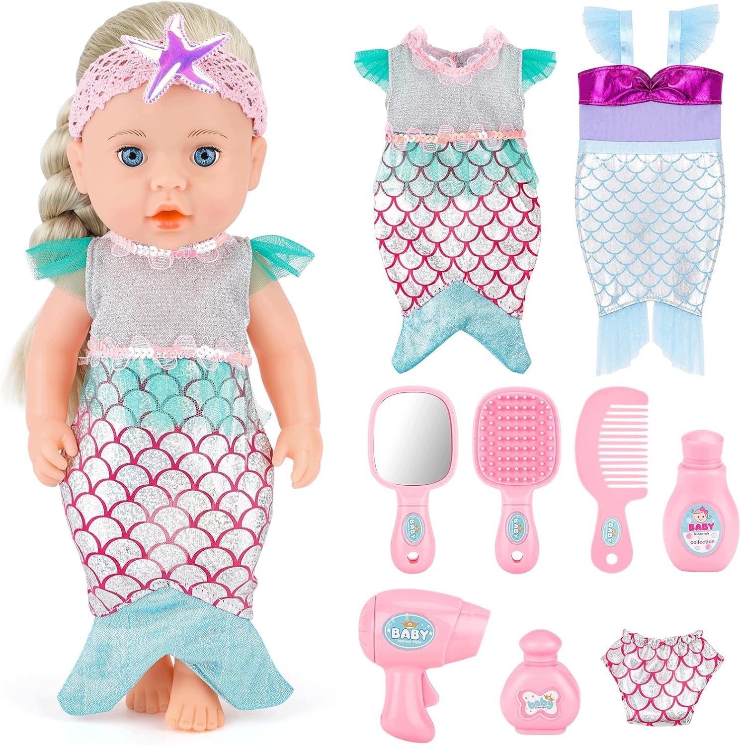 Lalka modowa 36 cm z długimi włosami i zestawem akcesoriów do stylizacji