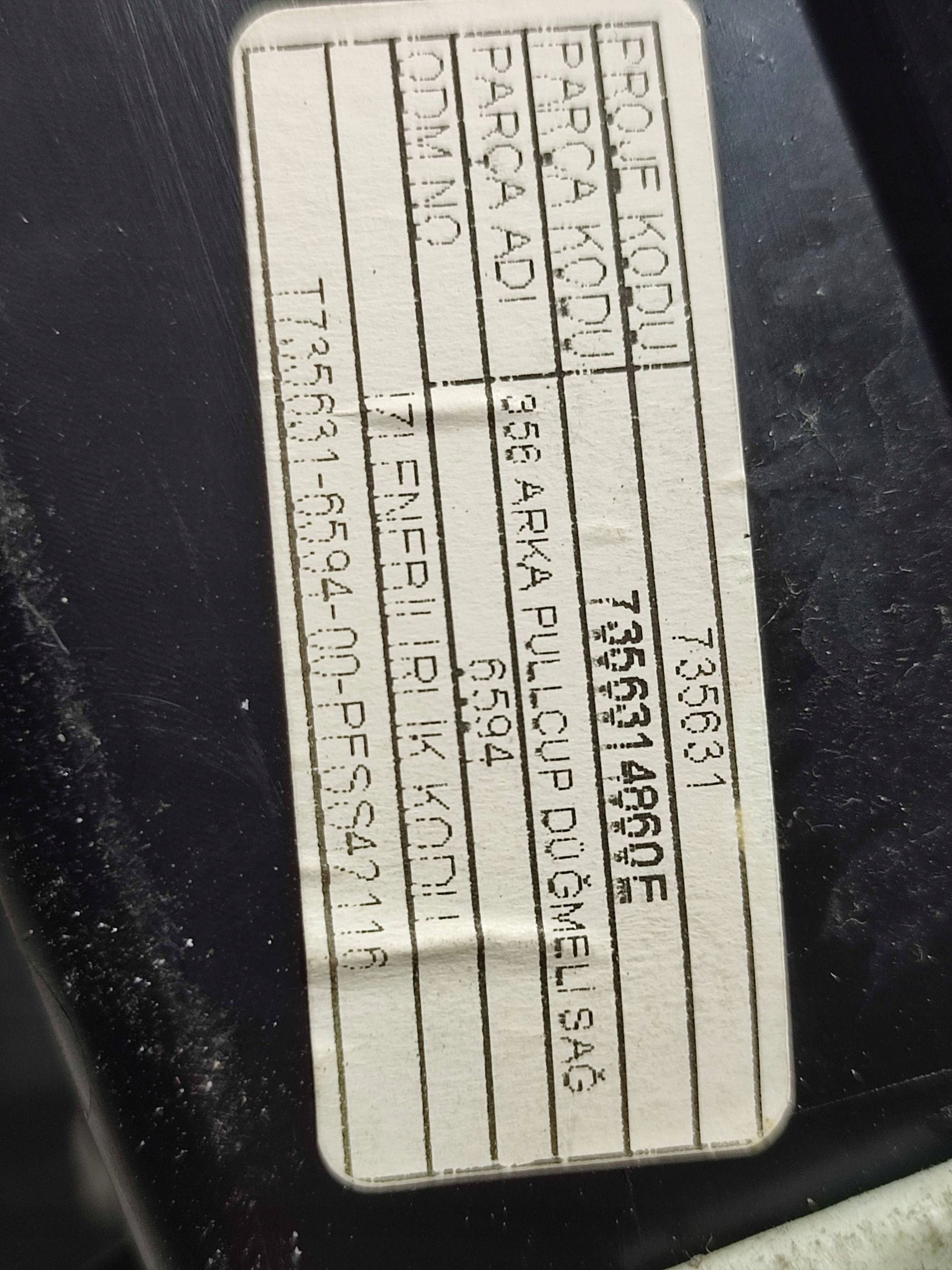Fiat Tipo 2018 rear part side right cover przycisku windows