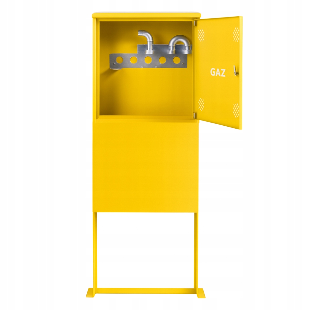 Szafka PUNKT GAZOWY aluminium 600x600x250 mm na 1 gazomierz ŻÓŁTA z PODSTAWĄ
