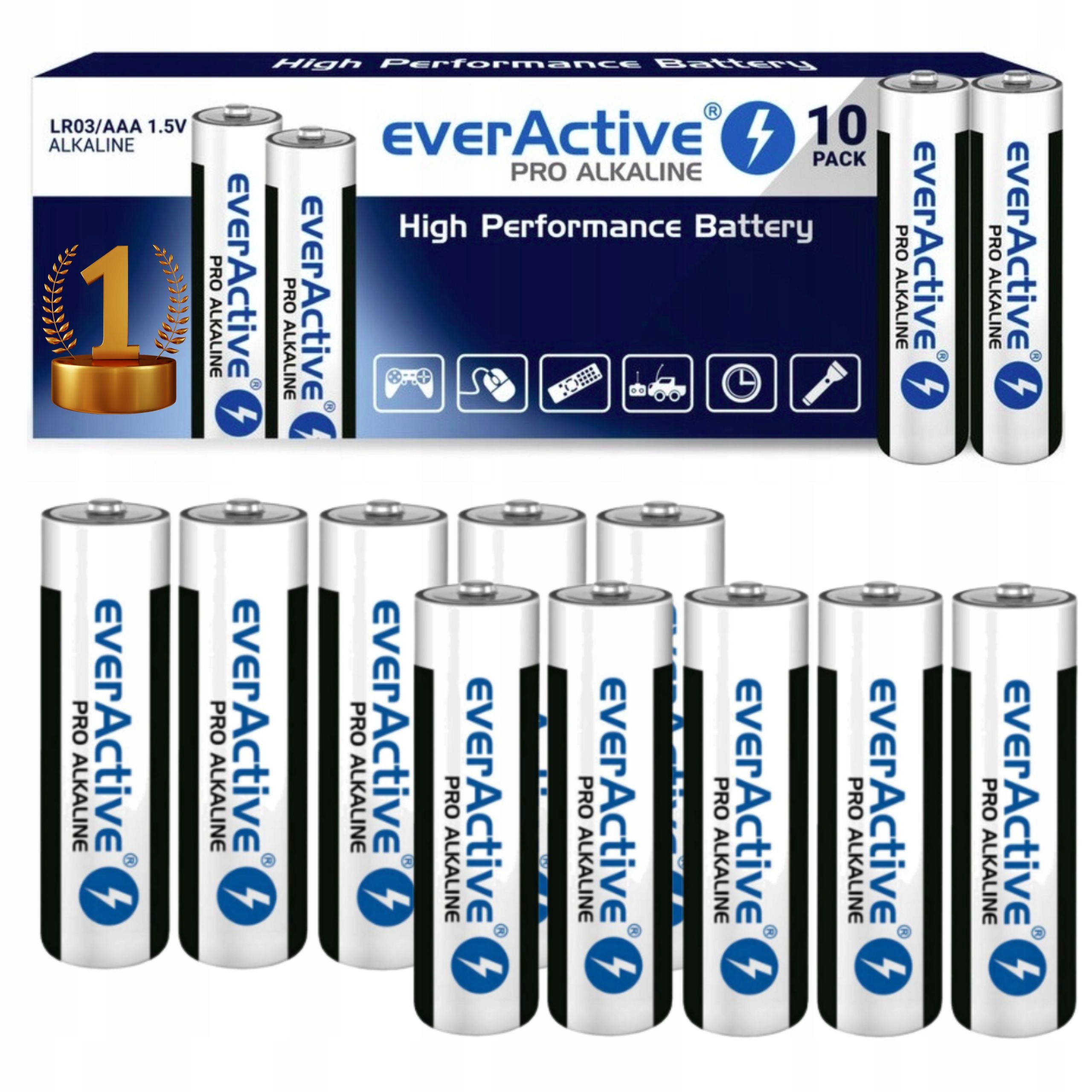 BATERIE ALKALICZNE AAA Everactive LR03 Mocna SERIA PRO ZESTAW 10 SZTUK