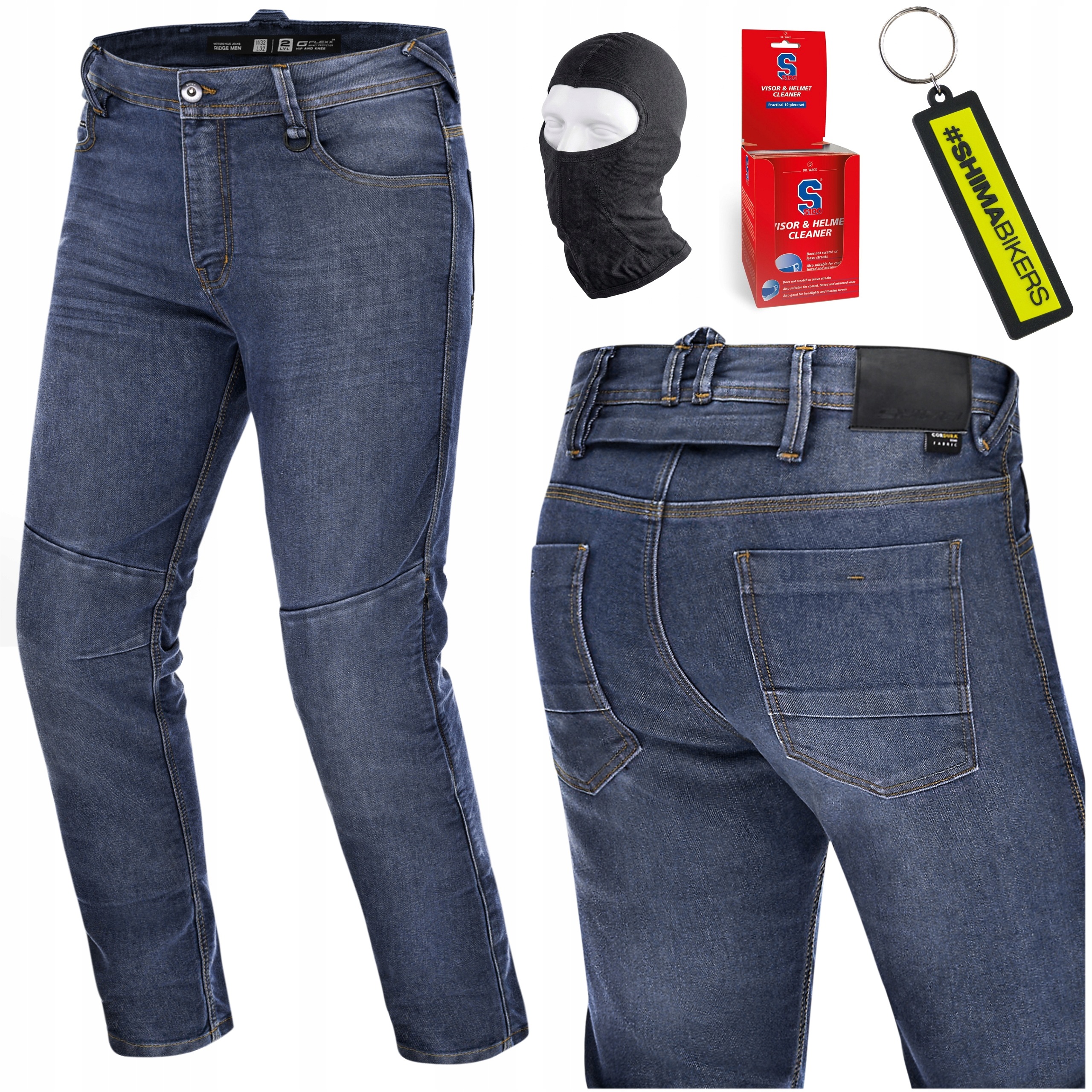 Motocyklové nohavice Shima Ridge modré Aaa džínsy Cordura Darčeky