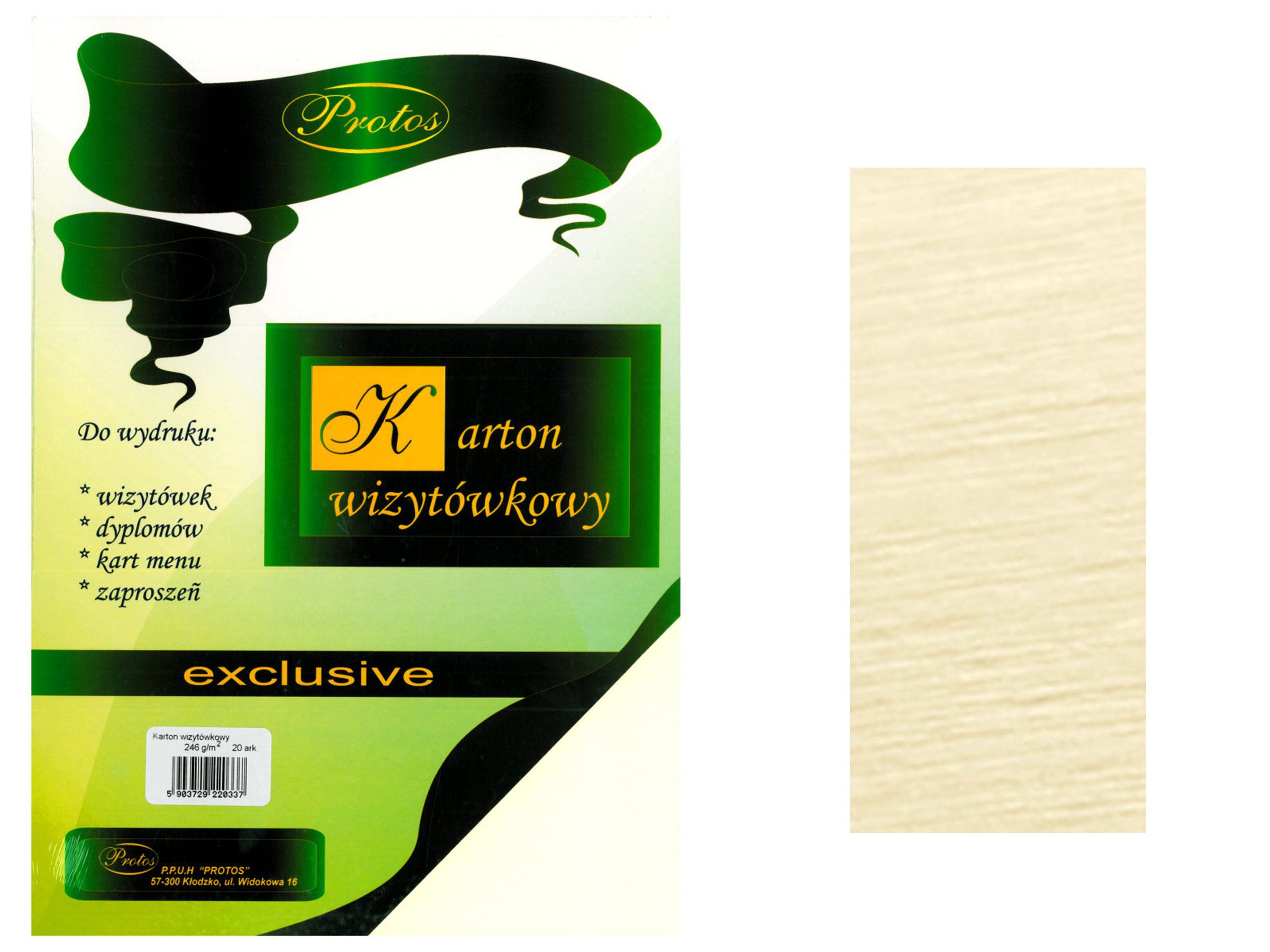KARTON PAPIER WIZYTÓWKOWY 246G KREMOWY PŁÓTNO