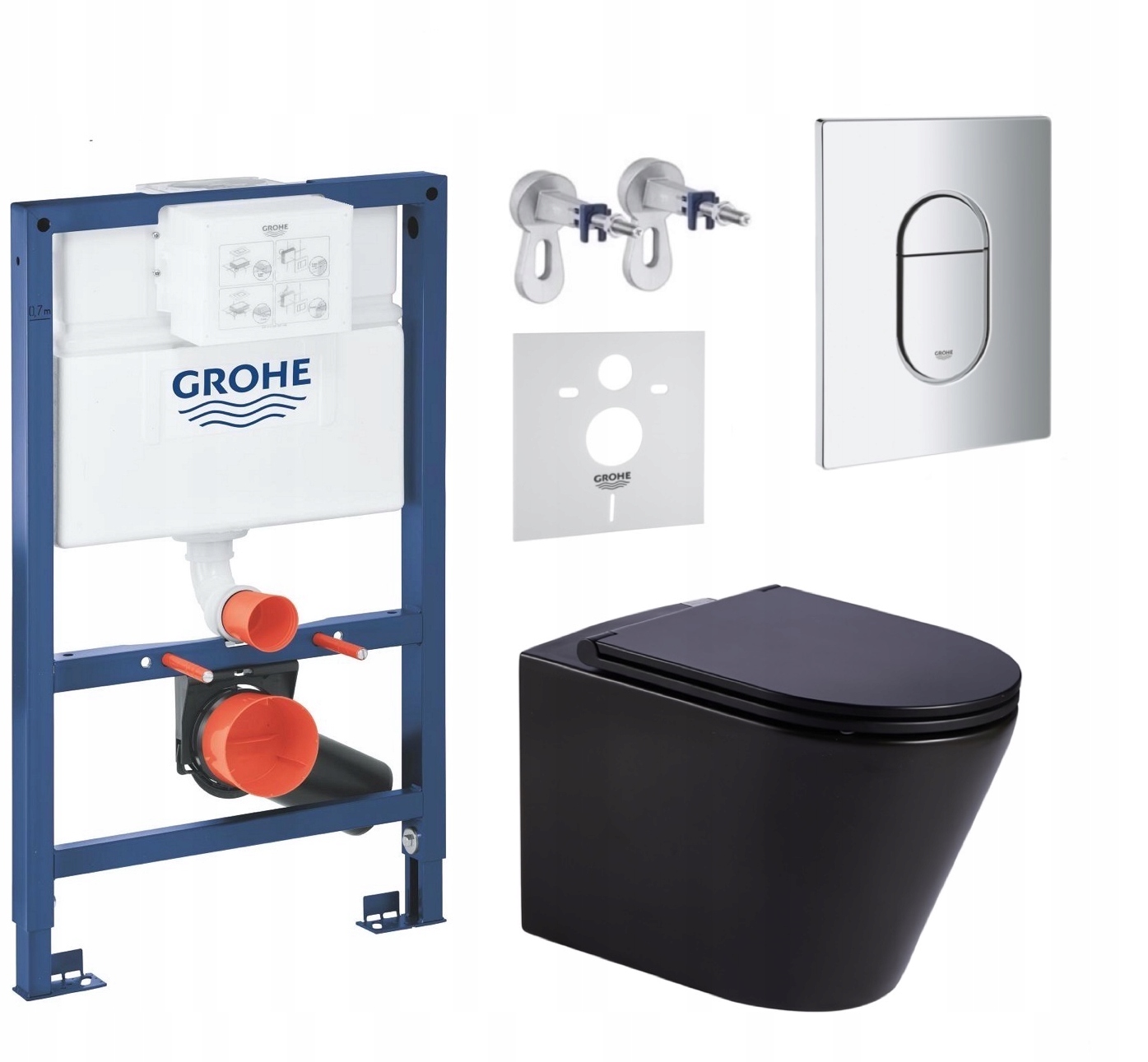 7v1 Wc Sada, Stelaz Grohe Wc Miska Imprese Čierna, Tlačidlo Fresh Chrom