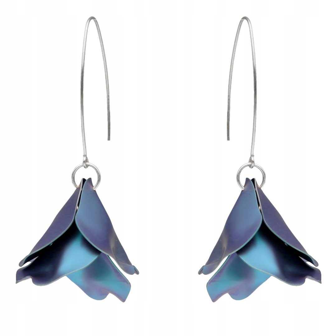 Efektní náušnice s okvětními lístky titanu stříbro