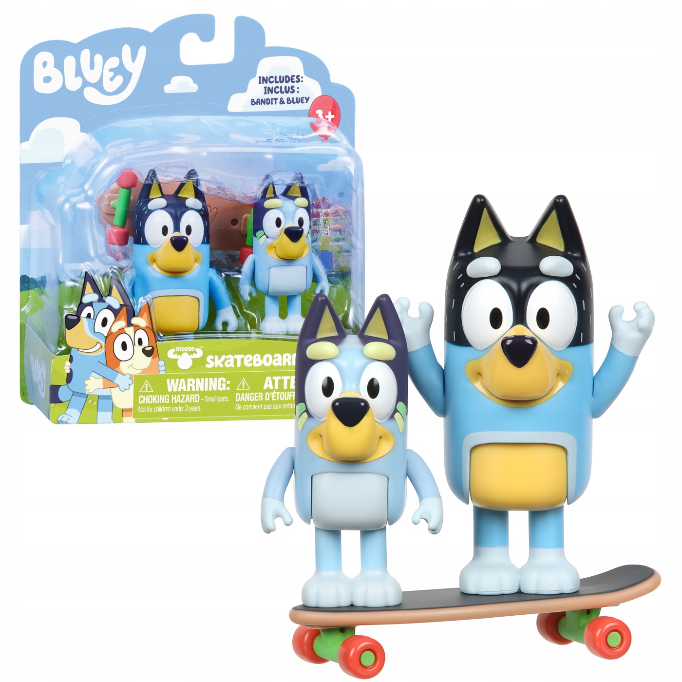 

Bluey Figurki pieski 2pak Jazda na deskorolce