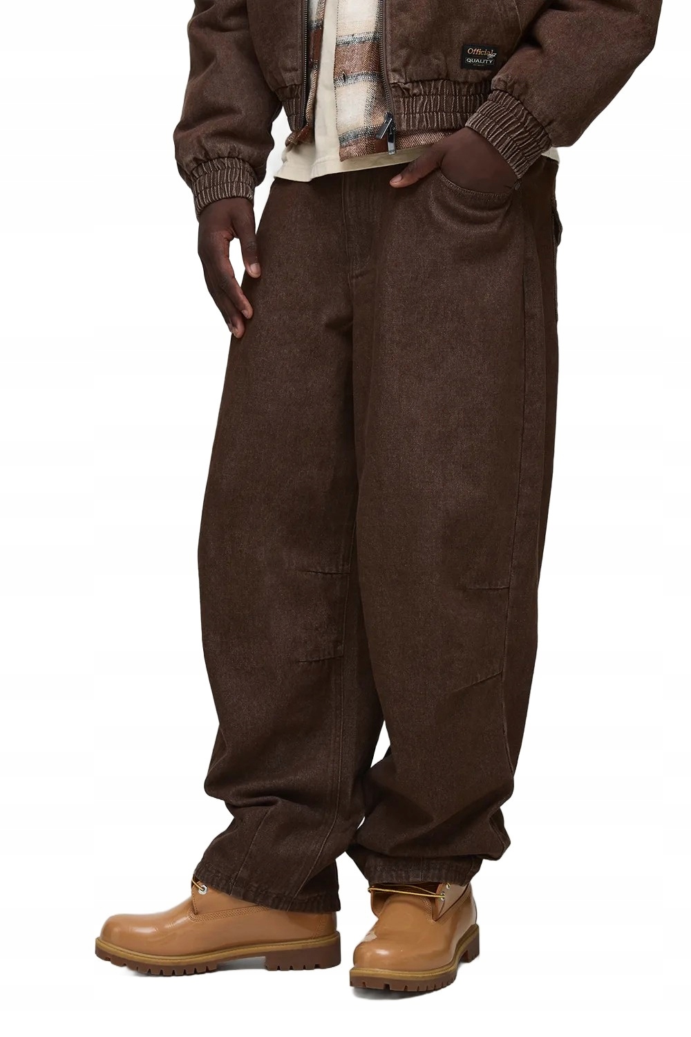 Boohooman Volné Hnědé Pánské Džíny S Šitými Vložkami 30 Z3A