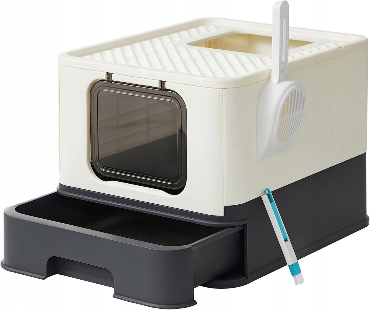 Kuweta Zamknięta Dla Kota 54 cm x 42 cm Biało Szara