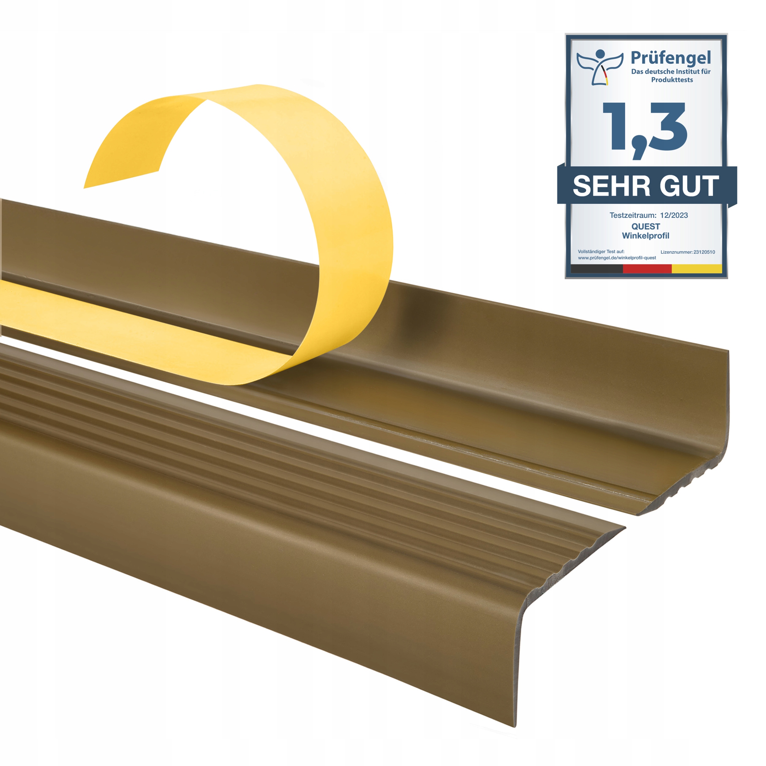 Samolepiaci protišmykový schodiskový profil 40x25 mm, 130 cm mosadz