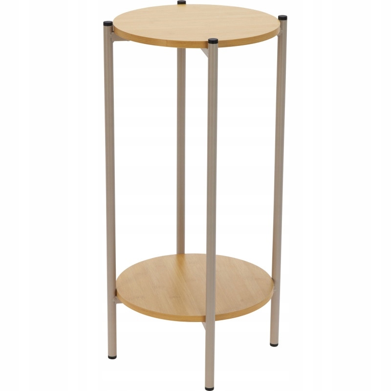 Pomocný stolek kulatý loftový 31×61 cm přírodní dřevo a kov