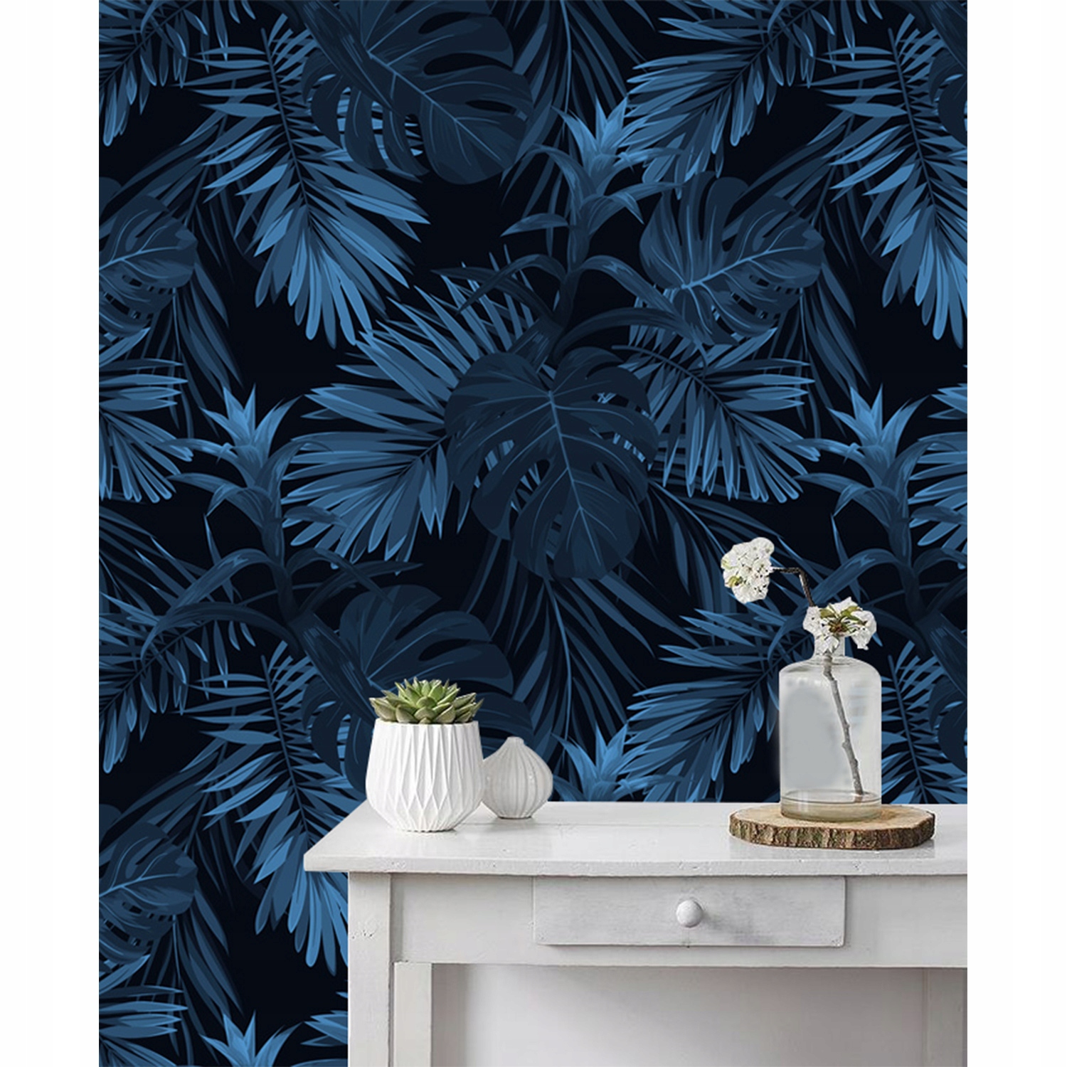 

Tapeta ścienna Ciemne tropikalne liście 250x250 cm