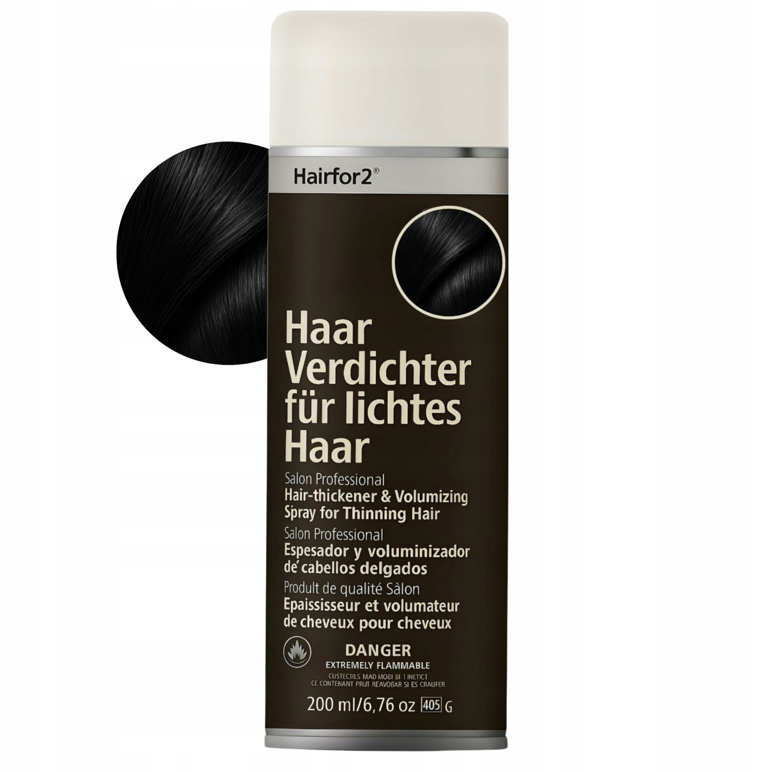 HairFor2 Černý 200 Ml Maskuje ztenčení zahušťovadel pro ženy a muže
