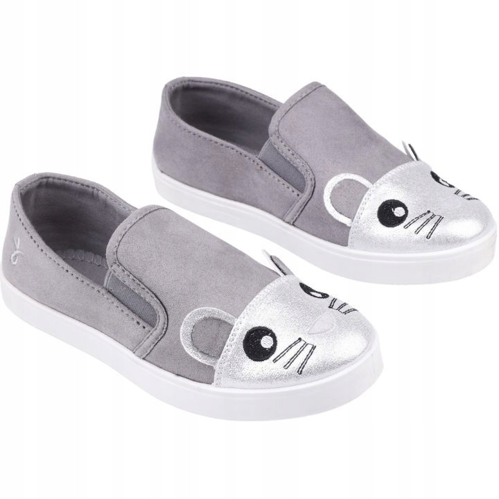 

Trampki dziewczęce tenisówki wsuwane slip on szare