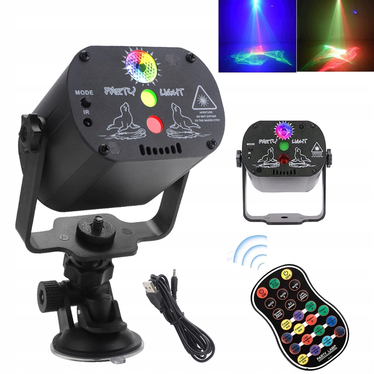 Laserový Projektor Diskotéková Lampa 3D Disco Stroboskop Párty